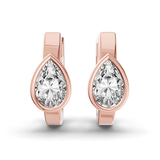 10kt Rose Gold Raindrop Single Pear Lab Diamond Huggie Earrings (1 Ct. Tw.) left