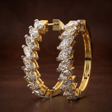 9ct Rose Gold April Marquise Lab Diamond Hoop Earrings (2 Ct. Tw.) color product image one