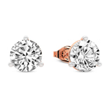 14ct Rose Gold Three Prong Martini Round Lab Diamond Stud Earrings (2 Ct. Tw.) standing product image one