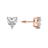 10kt Rose Gold Three Prong Heart Lab Diamond Stud Earrings (2 Ct. Tw.) side right image one
