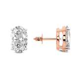 14kt Rose Gold Four Prong Oval Lab Diamond Stud Earrings (6 Ct. Tw.) side right image one