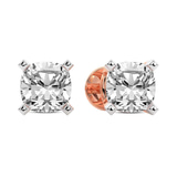 9ct Rose Gold Four Prong Cushion Lab Diamond Stud Earrings (1 Ct. Tw.) right