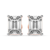 14ct Rose Gold Four Prong Emerald Lab Diamond Stud Earrings (8 Ct. Tw.) front image