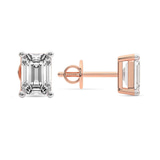 14ct Rose Gold Four Prong Emerald Lab Diamond Stud Earrings (8 Ct. Tw.) side right image one