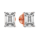 14ct Rose Gold Four Prong Emerald Lab Diamond Stud Earrings (8 Ct. Tw.) standing product image one