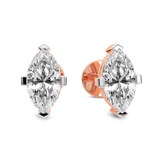 14ct Rose Gold Four Prong Marquise Lab Diamond Stud Earrings (1 Ct. Tw.) side right image one