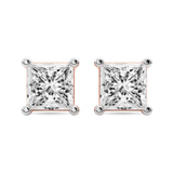 14ct Rose Gold Four Prong Princess Lab Diamond Stud Earrings (1 Ct. Tw.) front image