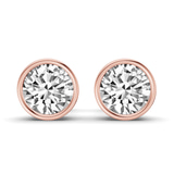 10kt Rose Gold Classic Bezel Round Lab Diamond Stud Earrings (1 Ct. Tw.) front image