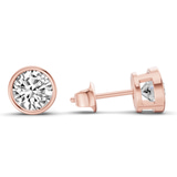 10kt Rose Gold Classic Bezel Round Lab Diamond Stud Earrings (1 Ct. Tw.) side right image one