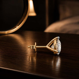 10kt Rose Gold Three Prong Round Lab Diamond Single Stud Earring (1 Ct. Tw.) color product image two