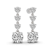 14ct White Gold Round Fashion Lab Diamond Dangle Earrings (1 Ct. Tw.) left