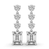 14ct White Gold Emerald and Round Fashion Lab Diamond Dangle Earrings (1 Ct. Tw.) front image