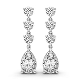 14ct White Gold Pear and Round Fashion Lab Diamond Dangle Earrings (1 Ct. Tw.) front image