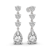 14ct White Gold Pear and Round Fashion Lab Diamond Dangle Earrings (1 Ct. Tw.) left