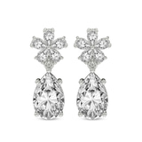 Platinum Iris Bloom Flower Fashion Lab Diamond Dangle Earrings (1 Ct. Tw.) front image