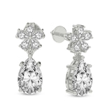 Platinum Iris Bloom Flower Fashion Lab Diamond Dangle Earrings (1 Ct. Tw.) side right image one