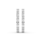 14ct White Gold Olea Emerald and Round Lab Diamond Hoop Earrings (5 Ct. Tw.) right