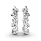 14ct White Gold Solene Round Lab Diamond Huggie Earrings (3/4 Ct. Tw.) left