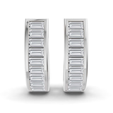 14ct White Gold Lena Baguette Lab Diamond Huggie Earrings (1 Ct. Tw.) left