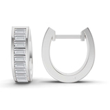 14ct White Gold Lena Baguette Lab Diamond Huggie Earrings (1 Ct. Tw.) right