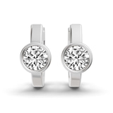 14ct White Gold Elin Single Round Lab Diamond Huggie Earrings (7/8 Ct. Tw.) left