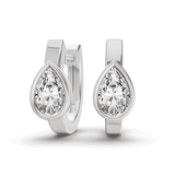 14ct White Gold Raindrop Single Pear Lab Diamond Huggie Earrings (1 Ct. Tw.) front image