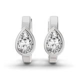 14ct White Gold Raindrop Single Pear Lab Diamond Huggie Earrings (1 Ct. Tw.) left