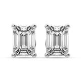 14ct White Gold Four Prong Emerald Lab Diamond Stud Earrings (12 Ct. Tw.) front image
