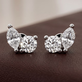 14ct White Gold Twin Gleam Lab Diamond Stud Earrings (1 Ct. Tw.) color product image two
