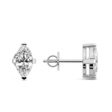 9ct White Gold Four Prong Marquise Lab Diamond Stud Earrings (1 Ct. Tw.) standing product image one