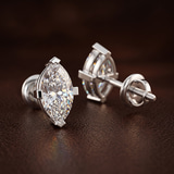 9ct White Gold Four Prong Marquise Lab Diamond Stud Earrings (1 Ct. Tw.) color product image two