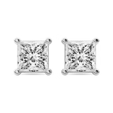 14kt White Gold Four Prong Princess Lab Diamond Stud Earrings (2 Ct. Tw.) front image