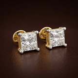 14kt White Gold Four Prong Princess Lab Diamond Stud Earrings (2 Ct. Tw.) color product image one