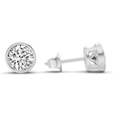 10kt White Gold Classic Bezel Round Lab Diamond Stud Earrings (1 Ct. Tw.) side right image one