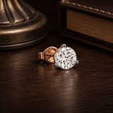 10kt White Gold Three Prong Round Lab Diamond Single Stud Earring (1 Ct. Tw.) color product image one