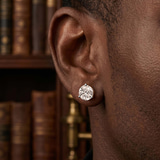 10kt White Gold Three Prong Round Lab Diamond Single Stud Earring (1 Ct. Tw.) model image two