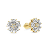 9ct Yellow Gold Thalia Bloom Fashion Flower Lab Diamond Stud Earrings (1 Ct. Tw.) left