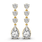 10kt Yellow Gold Pear and Round Fashion Lab Diamond Dangle Earrings (1 Ct. Tw.) front image