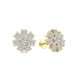 9ct Yellow Gold Magnolia Flower Fashion Lab Diamond Stud Earrings (1 Ct. Tw.) left