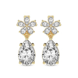 9ct Yellow Gold Iris Bloom Flower Fashion Lab Diamond Dangle Earrings (1 Ct. Tw.) front image