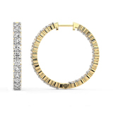 14ct Yellow Gold Meara Round Lab Diamond Hoop Earrings (2 Ct. Tw.) side right image one