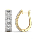14ct Yellow Gold Cassian Baguette Round Lab Diamond Hoop Earrings (8 Ct. Tw.) left