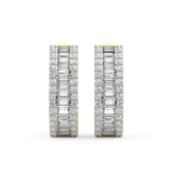14ct Yellow Gold Cassian Baguette Round Lab Diamond Hoop Earrings (8 Ct. Tw.) right