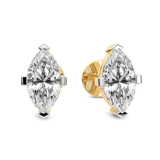 10kt Yellow Gold Four Prong Marquise Lab Diamond Stud Earrings (1 Ct. Tw.) side right image one