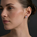 10kt Yellow Gold Four Prong Princess Lab Diamond Stud Earrings (4 Ct. Tw.) model image two