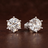 10kt Yellow Gold Six Prong Round Lab Diamond Stud Earrings (1 Ct. Tw.) color product image two