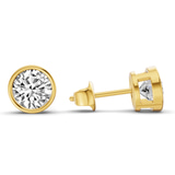 10kt Yellow Gold Classic Bezel Round Lab Diamond Stud Earrings (2 Ct. Tw.) side right image one