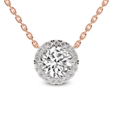 10kt Rose Gold Belleza Halo Lab Diamond Solitaire Necklace (1/2 Ct. Tw.) front image