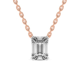 14kt Rose Gold Alma Emerald Lab Diamond Solitaire Necklace (3 Ct. Tw.) front image