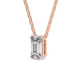 14kt Rose Gold Alma Emerald Lab Diamond Solitaire Necklace (3 Ct. Tw.) left